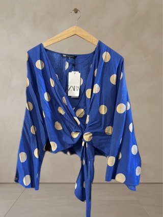 Blusa Zara Azul con Lunares