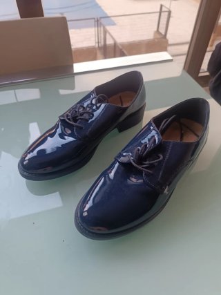 Zapatos Azul Brillo Charol