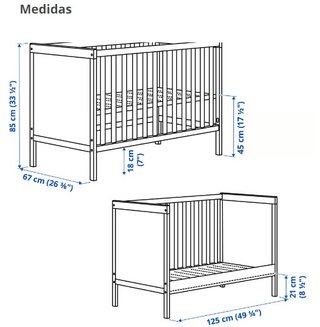 Cuna Ikea Sundvik 60x120cm Blanca