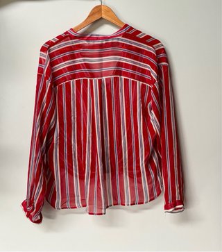 Camisa roja de rayas con nudo Zara mujer M
