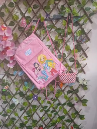 Mochila y Bolsito Rosa