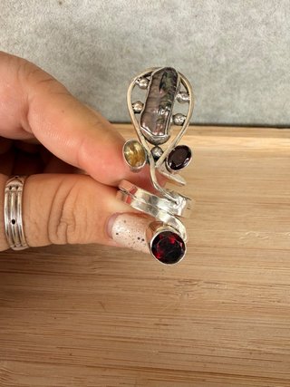 Anillo Plata Ley 925  Piedras semipreciosas