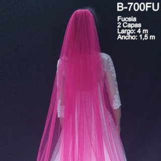 Velo Novia Largo color Fucsia 2 Capas 4 metris