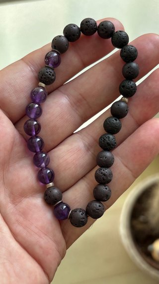 Pulsera Amatista, Lava y Plata 1ª Ley 8mm