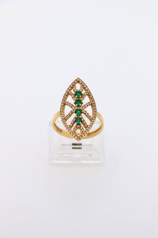 Anillo dorado con circonitas verdes
