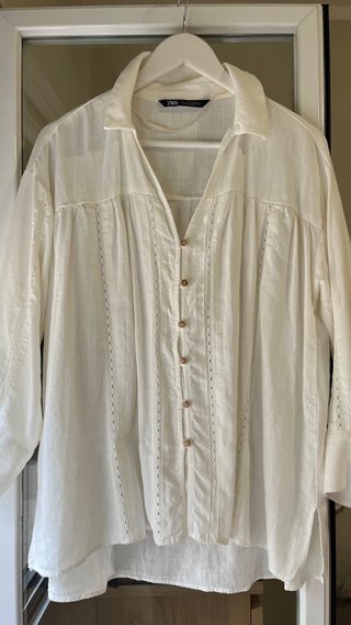 Camisa Zara Blanca Manga Larga