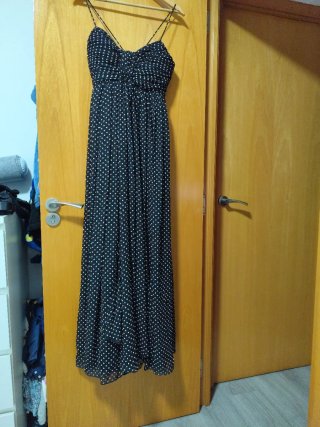 Vestido Largo Estampado de Lunares