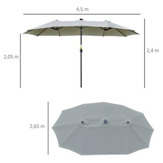 Sombrilla Doble 450cm Manivela Gris Claro