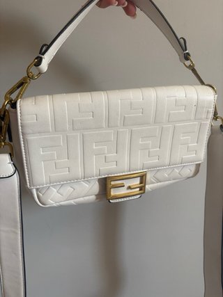 Borsa Fendi Baguette Bianca Oro