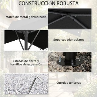 Pérgola Jardín 3x3m Dosel UPF30+ Techo Inclinado
