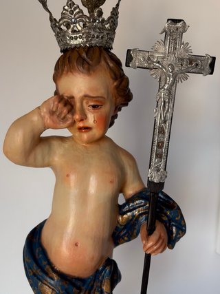Escultura Niño Jesús Pasionario Madera.