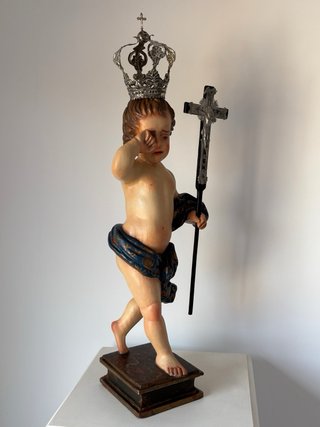 Escultura Niño Jesús Pasionario Madera.