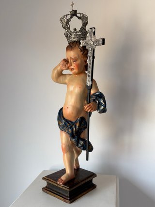 Escultura Niño Jesús Pasionario Madera.