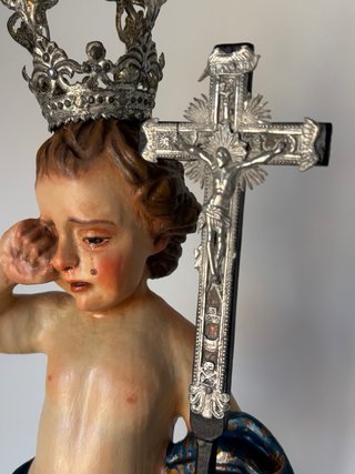Escultura Niño Jesús Pasionario Madera.