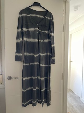 Vestido largo tie-dye verde y blanco