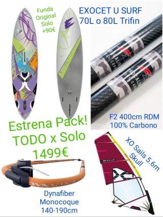 Pack Windsurf EXOCET U SURF + F2 + XO Sails