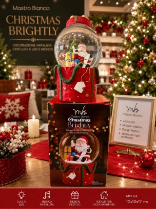 Sfera di Natale Mastro Bianco con luci e musica