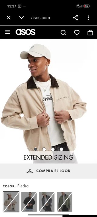 Chaquet Harrington color piedra lavado Asos Design