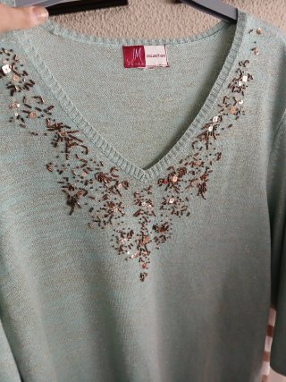 Jersey JM Collection Turquesa con Lentejuelas