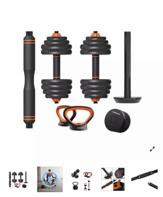 Kit Mancuernas 40kg + Barra + Pesa Rusa