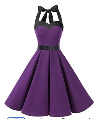 Vestido morado con lazo negro