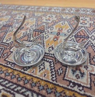 Pareja de portaanillos plata antiguos