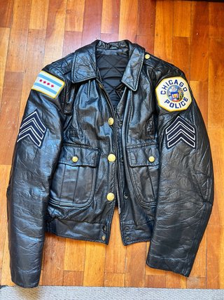 60s Vintage Chicago Sergeant Police Leather Jacket