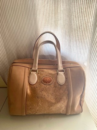 Bolso de Mano en Piel y Corcho