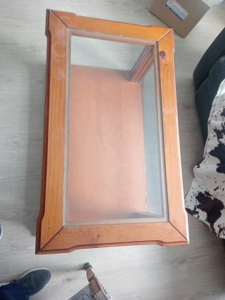 Mesa de centro madera y cristal 100x60x49 cm