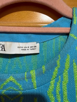 Vestido Zara Azul y Verde Talla S