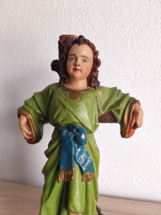 Figura Antigua de Niño Jesús en la Cruz