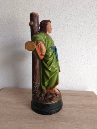 Figura Antigua de Niño Jesús en la Cruz