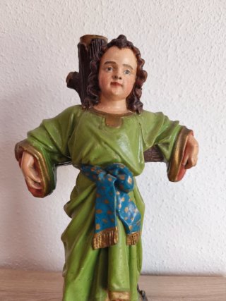 Figura Antigua de Niño Jesús en la Cruz