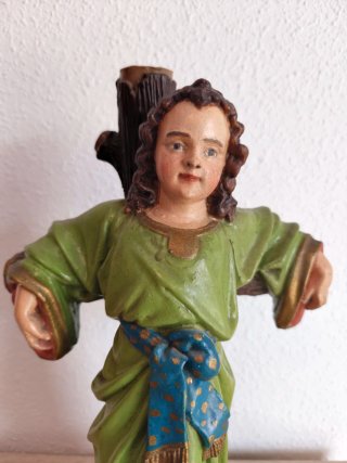 Figura Antigua de Niño Jesús en la Cruz
