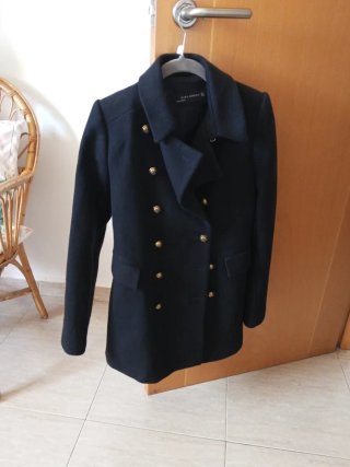 Abrigo Zara Negro Doble Botonadura