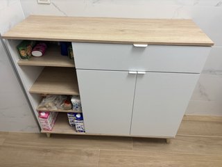 Mueble auxiliar cocina madera y blanco