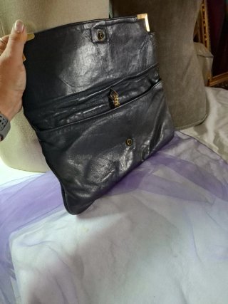 Bolso Clutch Envelope Vintage Negro Dorado