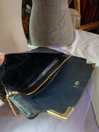 Bolso Clutch Envelope Vintage Negro Dorado