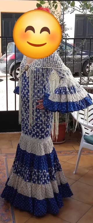 Traje de flamenca azul