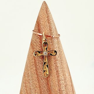 Colgante Cruz Circonita Oro 18K; 1,93g.