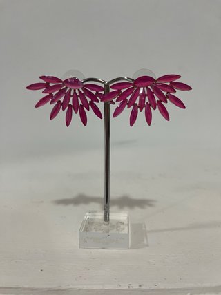 Pendientes largos fucsia y plata