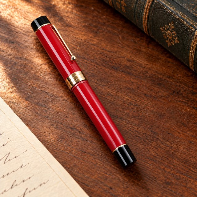 Pluma Estilográfica Roja y Dorada