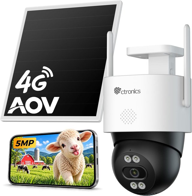 Ctronics Cámara Vigilancia 4G Solar 3K