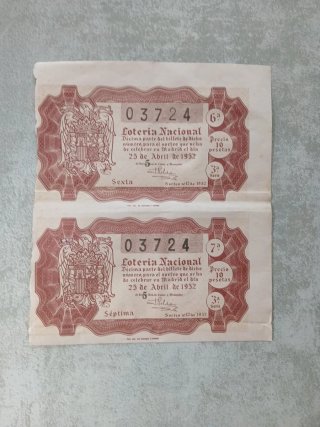 Lotería Nacional Billetes 1952