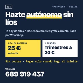 Alta de autónomo en Hacienda (036) - 25 €
