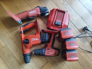 Kit Hilti 22V: Taladro, Amoladora y Martillo
