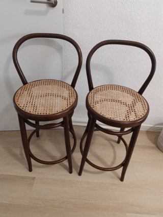 Set de 2 Taburetes de Madera y Ratán