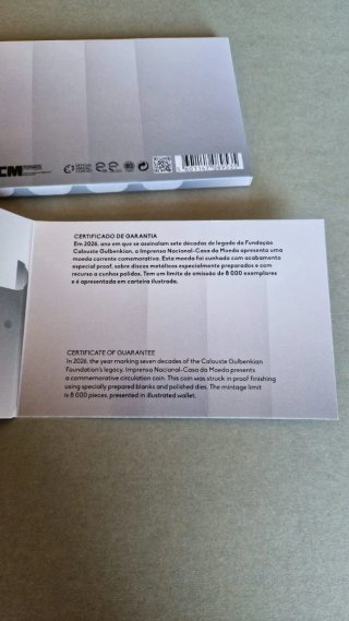 Moeda Proof Fundação Calouste Gulbenkian