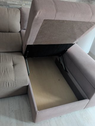 Sofá Chaiselongue Beige con Almacenamiento