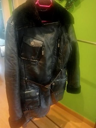 Chaqueta Biker Piel Sintética Negra